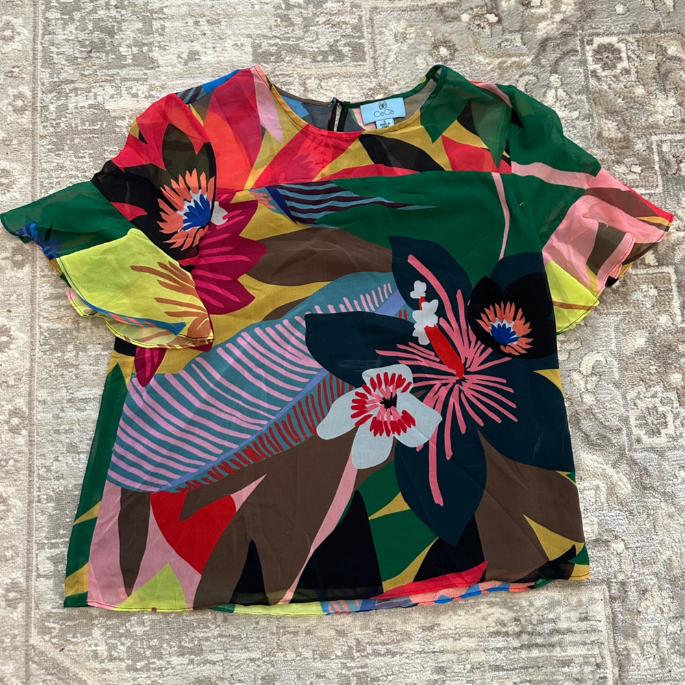 CeCe Multicolor Floral Blouse
